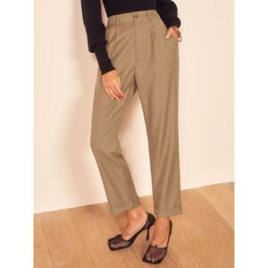 Reformation Arie Pleated Cuffed Trouser Pants Color Camel Size 4 New With Tags